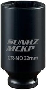 SUNHZMCKP 1/2” Impact Socket | Metric 32 mm Socket | Spindle & Axle Nut Socket | Deep Well Hub | Triple Square | CR-MO | 6 Point Design | Axle Shaft Nut Remover for Easy Removal (32mm Socket)
