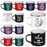 Mifoci Christmas Christian Enamel Mugs with Handle Christian Inspirational Coffee Mugs Gift Bible Verse Cup Religious Camping Cups Church Gift Women Men Teacher Coworker Employee(Colorful,12 Pcs)