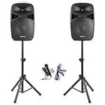 Vonyx VPS122A 12 Inch Active Bluetooth Disco Speakers DJ PA System 800W with Stands