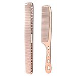 wweenuo 2 pcs Stainless Steel Hair Combs Anti Static Styling Comb Hairdressing Barbers Combs (Rose Gold)