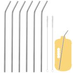 6 Pack Ultra Long Bent Metal Straws, 14 Inch Extra Long 304 Stainless Steel Reusable Drinking Straws with Cleaning Brush for 100oz Tumbler, 12.5oz Tall Wine Bottle, 64oz Water Bottle, 128oz Water Jug