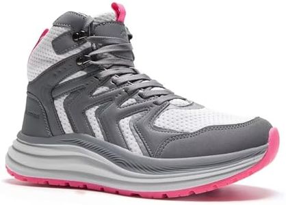 Women's Orthopedic Trekking Trail Sneakers: Comfortable Plantar Fasciitis Heel Spur Arch Support Orthotic Ankle Boots, Achilles Tendonitis Athletic Working Standing Tennis Walking Shoes Grey Size 8