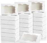 P PIPITA 25 Pack White Cookie Boxes for Gift Giving, 7''×4.5''×3'' Bakery Candy Box with Clear Window, Treat Dessert Pastry Donuts Biscuit Macaron Chocolate Strawberry ((18x11.5x7.8cm) White)