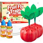 Fruit Fly Trap (2 Pack) 2 in 1 Design with Sticky Fly Trap Indoor, Highly Effective Fruit Fly Traps Indoor for Home Use & Kitchen, Bait & Sticky Traps Included, Fruit Flies Trap, Child & Pet Friendly