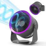 THOUSTA Air Circulator Fan, 6000mAh Rechargeable USB Fan Vortex Fan with Powerful Airflow, 3 Speed 9-Inch Desk Fan, Strong Airflow 90°Rotation Ultra-Quiet Cooling Fan for Home Office Outdoor