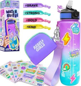 Rebel Girls Decorate Your Own Water Bottles Girl Craft Kit – Water Bottle for Kids with Motivational Stickers & More, Birthday Gift for 7 Year Old Kid, Most Popular Arts & Crafts for Ages 6 8 9 10