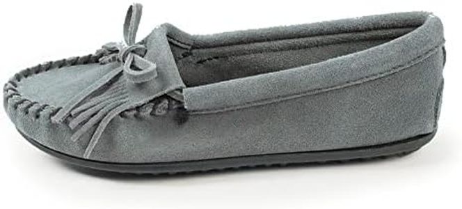 Minnetonka Women's Kilty Suede Hardsole Moccasins, Storm Blue, 7 M US