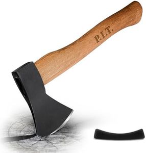 P.I.T. 15" Hatchet, Wooden Handle Hatchet with Sheath for Wood Splitting and Chopping, Gardening Small Axe Wooden Handle Tools for Camping, Hiking, Multi-Use Axe