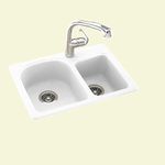 Swanstone KSDB-2518-010 25-Inch by 18-Inch Super Saver Double Bowl Kitchen Sink, White Finish