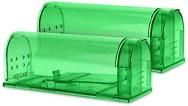 Navaris Humane Live Mouse Traps - Set of 2 Catch and Release Traps for Mice and Small Rodents - Eco Friendly and Pet Safe No Kill Mousetrap - Green