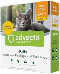 Advecta Plus Flea Prevention for Cats, Cat and Kitten Treatment & Control, Small and Large, Fast Acting Waterproof Topical Drops, 6 Month Supply