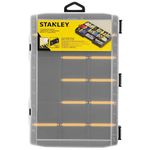 Stanley STST81680-1 OPP Organiser (Storage Box for Accessories and Small Parts Made of Impact-Resistant Polypropylene, 17 Compartments with Removable Dividers, Built-in Ruler), Transparent