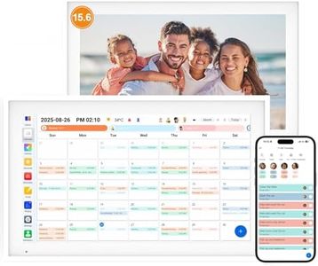 Linkdaze Digital Calendar 15.6" Digital Wall Planners for Family Schedules, Electronic Calendar with 1920*1080 Interactive Touchscreen, Digital Photo Frame Built-in 64GB Memory, Smart Calendar-White