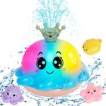 Jiosdo Baby Bath Toys, Octopus Sensory Bath Toys Light Up Bath Toys for Babies, Auto-Sensing Water Spray Sprinkler Toy Bath Lights for Kids, Floating Fountain Shower Toys (Blue)