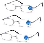 IMPECCABLE METAL frame and crystal clear vision - Viscare 3-Pack Men Women Metal Spring Hinged Full Frame Reading Glasses Readers w/ 3 pouches 1 Cloth +2.00