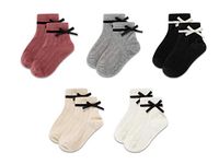 Girls Socks Big Little Kids Cotton Bow Socks Low Cut Princess Style 5 Packs For Toddler Girls