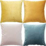 GONOVE Cushion Covers 45cm x 45cm Soft Velvet Colorful Plain Pillowcase Set of 4 Square Decorative Throw Pillow Cover for Home Sofa Bed Chair, Blue Orange Series