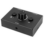 FEETER 3.5mm Audio Switcher, 2 Input 1 Output/1 Input 2 Output Audio Splitter Switcher, Audio Switcher Box, One-Key Mute Button