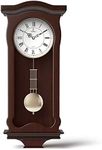 Pendulum Wall Clock Battery Operated - Hanging Grandfather Wall Clock with Pendulum - Quiet Wood Pendulum Clock - Decorative Wooden Wall Clock for Living Room Decor, Office & Home Décor Gift 23.5x9.75