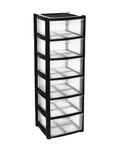 VTL® Large Black Plastic Storage Drawers Chest Unit Tower - 6 Tier Drawer (1)