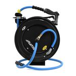 Zephyr Auto-Retractable Garden Hose Reel | Heavy-Duty | Made in India | w/ ½in x 50ft Zephyr Hose and HD Spray Gun - Black