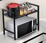 A to Z Hub Metal Premium Microwave Countertop Storage Stand/Oven Stand/Kitchen Storage Shelf/Tiered Shelf Rack