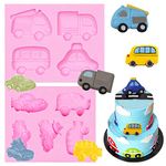 Car Silicone Chocolate Molds 2 Pcs, Sports Car Taxi Bus Fondant Molds for Birthday Baby Shower Cake Decoration Candy Sugar Craft Gum Paste Ice Cube Baking Epoxy Resin