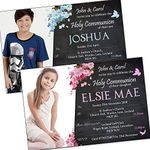 First Holy Communion Personalised Invitations Boy or Girl - Birds and Flowers (click customize for prices)