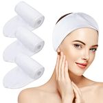 KinHwa Headbands for Washing Face Non-Slip Make-up Headwraps Adjustable Hair Bands Fits All Head Sizes Perfect for Sports, Yoga, Workout or Bath 3 Pack - White