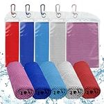 Cooling Towel, 5 Pack Cooling Towels for Neck (100 x 30cm), Soft Breathable Sweat Towel Gym Towel, Stay Cool Ice Towel, Microfibre Cool Towel for Men Women Yoga Golf, Easy to Wash, More Activities