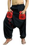 Sarjana Handicrafts Men Cotton Pockets Yoga Harem Pants Beach Genie Trouser (Free Size, Black)