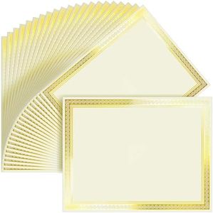 SUNEE 50 Sheets Certificate Papers - Blank Gold Foil Border, 8.5x11 for Diploma, Certificates, Participation Awards, Document Cardstock Paper and Inkjet Printer Friendly (Ivory)