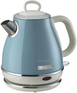 Ariete Vintage Kettle 2868, Retro Electric Kettle with Wireless 360° Base, Automatic Shut-Off, 1 L Capacity, Stainless Steel, 1600 W, Blue