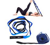 Signamio® Strap/Stretch Bands/Belt 12 Loop Options with Extra Safe Adjustable, Durable Delicate Texture - Best for Daily Stretching, Physical Therapy, Fitness -Yoga, Exercise, Gym- 12 Loop-Blue-Black