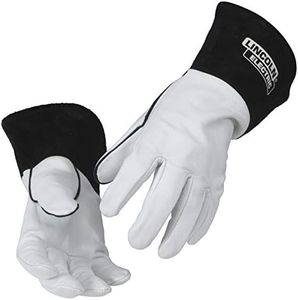 Lincoln Electric Grain Leather TIG Welding Gloves | High Dexterity | Medium | K2981-M,White, black