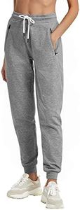 PULI Women's Yoga Sweatpants Active Workout Joggers Ankle Cuff Cotton Lounge with Pockets Heather Grey M