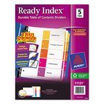 AVERY Ready Index Table of Content Dividers for Laser and Inkjet Printers, 5 tabs, Multi-Colour, 1 Set, (11131)