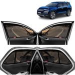 KINGSWAY® Car Side Window Curtain Sun Shades Magnetic Compatible with Tata Safari (Year 2021-2023), Zips in Front Window with Rear Windshield, Cotton Mesh, Complete Set of 7 Pieces