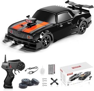 KIZJORYA RC Drift Car 2.4GHz 1:16 Scale 4WD 18KM/H High Speed Remote Control Car with LED Lights, 1 Batteries and Rubber Tire, Racing Sport Toy Vehicle for Adults, Boys, Girls, and Kids (Black)