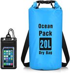 Dry Bag Waterproof 20L,Roll Top Dry Compression Bag Keeps Gear Dry with Waterproof Phone Pouch and Long Adjustable Shoulder Strap for Outdoor Water Sports,Boating,Kayaking,Rafting,Fishing