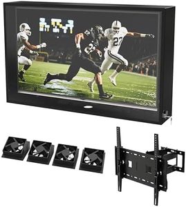 60-65 inch Clear Weatherproof Outdoor TV Cover, Clear Dust Resistant, Hard and Durable Television Enclosure for Outside with Lock, Cooling Fans and Adjustable TV Mount Included