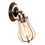 LULING Industrial Wall Sconce Vintage Lighting Adjustable Lamp Rustic Wire Metal Cage Oil Rubbed Wall Light Shade Edison Style Antique Fixture Porch Mirror (No Bulb) (Bronze Color) (Bronze) … (Bronze)