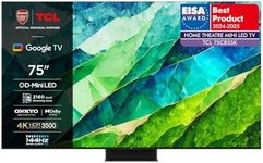 TCL 75C855K 75-inch QLED Mini LED TV, QLED PRO, 4K HDR Premium 3500nits, Smart TV Powered by Google TV (Dolby Vision & Atmos, Onkyo 2.1.2 sound system, 144Hz Motion Clarity Pro)