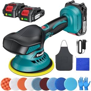 Cordless Buffer Polisher - 6 inch Car Polisher with 2pcs 21V 2000mAh Lithium Battery and 13 PCS Attachments, Car Buffer Polisher 6 Variable Speed 5500RPM for Auto Detailing/Polishing/Waxing