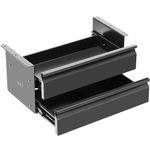 VIVO 16 inch Under Desk Mounted Sliding Pull-out Dual Level Drawer Set for Office Desk, Vertically Stacked Storage Organizer for Sit Stand Workstation, Black, DESK-DR02