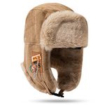 Croogo Winter Aviator Trapper Hat Ushanka Russian Hat Warm Trooper Ski Hats Faux Fur Earflap Hunting Hat Fur Hat,Khaki-PL10