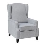 Flash Furniture Prescott Slim Wingback Recliner Chair - Traditional Push Back Recliner - Gray Polyester Fabric with Accent Nail Trim - Pocket Spring Seat, 61" - 34" D x 27.5" W x 41" H