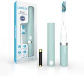 Sonisk Pulse | Battery Powered Electric Toothbrush | Portable Travel Size with Antimicrobial Sonic Technology | 1x Battery, 2X Brush Heads, 1x Travel Case Included (Teal)