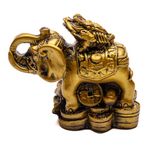 Plus Value Feng Shui Elephant with Frog Trunk Up Symbol of Victory Good Fortune, Wealth, Strength, Wisdom & Success Home Office Decor Positivity (Fiber)