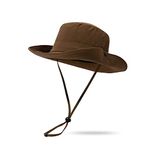 Croogo Sun Hats for Women/Men UV-Protection Fishing Hat Wide Brim Bucket Hat Windproof Booney Hiking Safari Hat,Brown-XT05